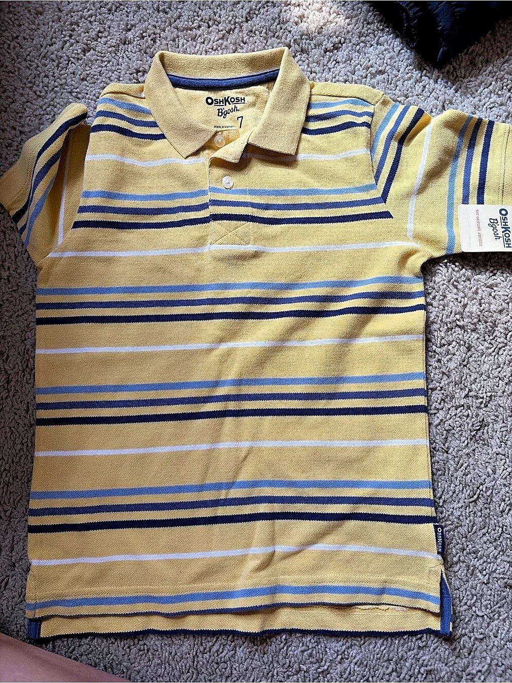 OshKosh B'gosh Striped Polo in Yellow & Blue Boys 7 NWT